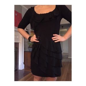 White House Black Market Ruffled Black Dress 🖤